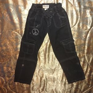 Mudd Girls Peace Sign Black Cargo Pants 8